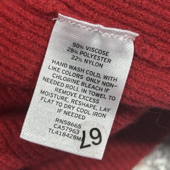 Leith Red Off Shoulder Foldover Rib Knit Sweater Top Women’s Size S - Picture 3 of 7